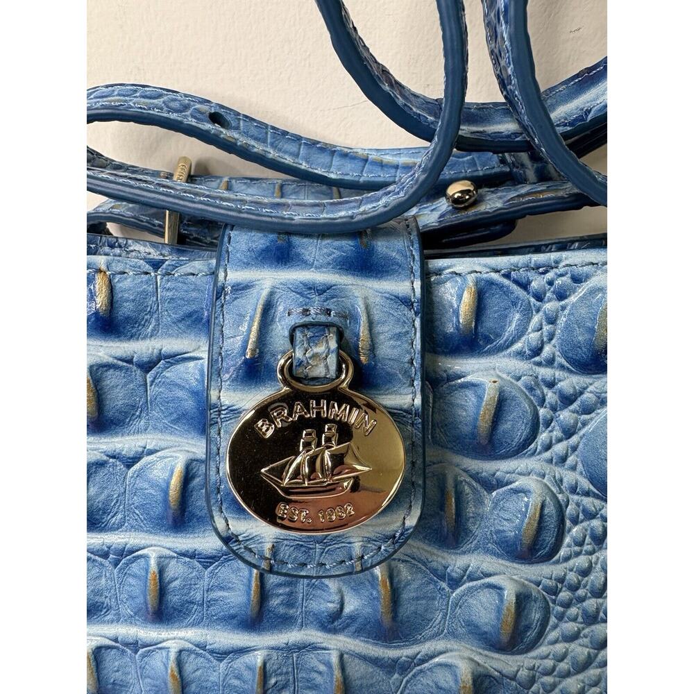 Brahmin Marley Melbourne Leather Crossbody Purse Blue Lagoon - Picture 3 of 13